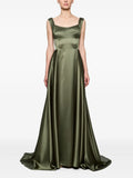 Atu Body Couture V Back Satin Gown — Red/ Green — Size XS — Front View