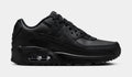 Exclusive Air Max 90 Triple Black Grade School Running Shoes (Black/White) — 3Y — Front View