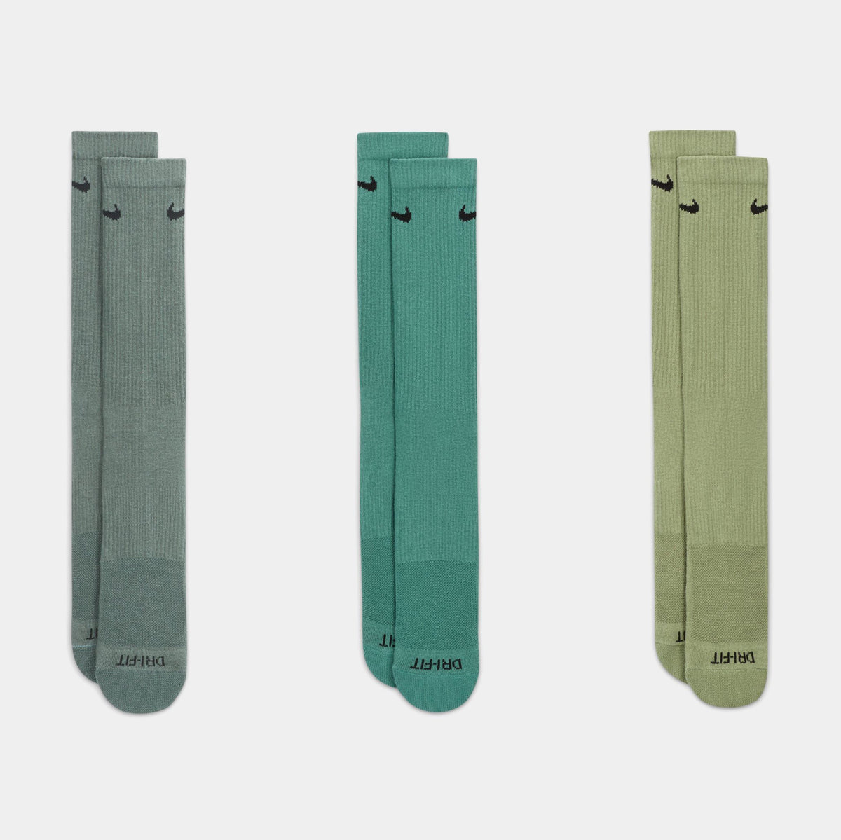 Exclusive Everyday Plus Cushioned Crew Mens Socks (Green/Multi) — M — Front View