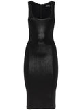 Dsquared2 Ribbed Knit Dress — Black/ Red/ Silver — Size S — Front View