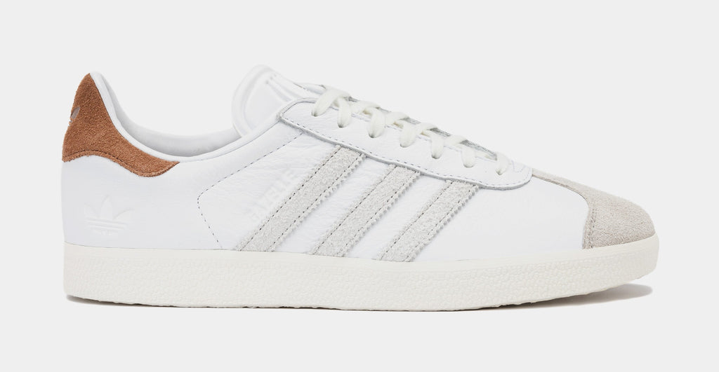 Exclusive Shoe Palace Exclusive Gazelle Mens Lifestyle Shoes (White/Brown) — 4 — Front View