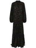 Nissa Glitter Detail Maxi Dress — Black/ Red — Size XS — Front View