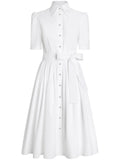 Dolce Gabbana Poplin Shirt Dress — White — Size M — Front View