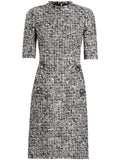 Dolce Gabbana Tweed Midi Dress — Black — Size XL — Front View
