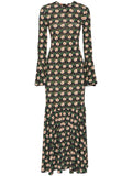 La Doublej Alba Dress — Black/ Red — Size XS — Front View