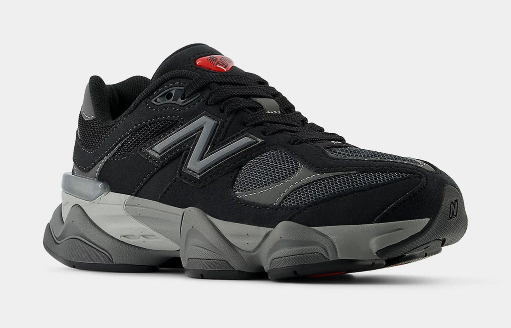 Exclusive 9060 Grade School Lifestyle Shoes (Black/Grey) — 3.5Y — Back View
