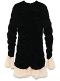 Rotate Birger Christensen Ruched Long Sleeve Mini Dress — Black — Size XS — Front View