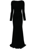 Nissa Velvet Backless Maxi Dress — Black — Size XS — Front View