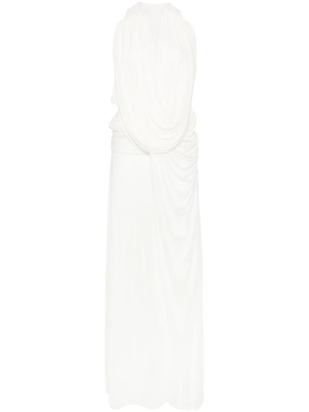 Christopher Esber Ripple Draped Maxi Dress — White — Size M — Front View