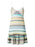 Missoni Knitted Mini Dress — Blue/ Red — Size XS — Front View