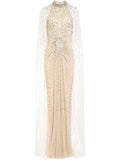 Jenny Packham Cairo Gown — Beige — Size XS — Front View