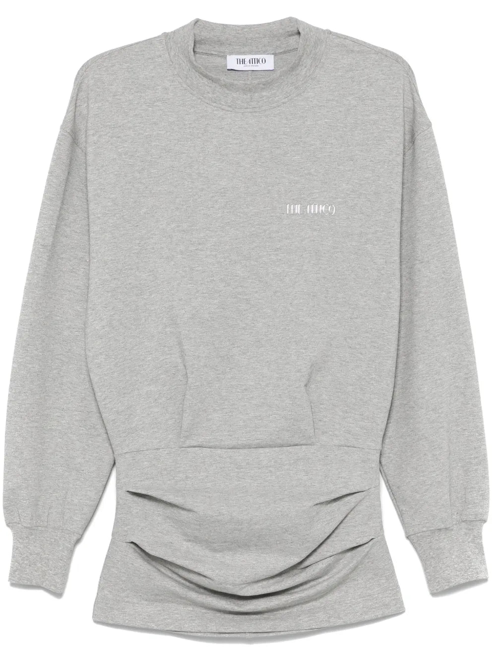 The Attico Logo Applique Mini Dress — Grey — Size XS — Front View