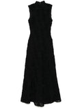 Rotate Birger Christensen Flower Mesh Maxi Dress — Black — Size S — Front View
