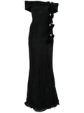 Nissa Bow Detail Lace Maxi Dress — Black — Size XS — Front View