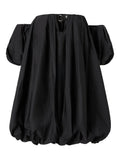 Pinko Balloon Hem Mini Dress — Black/ Red/ Pink — Size S — Front View
