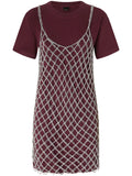 Pinko Layered Midi Dress — Red/ Pink — Size XS — Front View