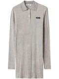 Miu Miu Ribbed Knit Mini Dress — Taupe/ Grey — Size M — Front View