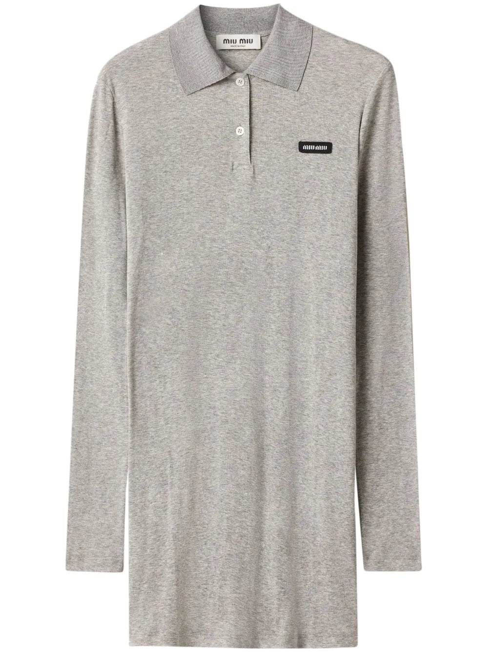 Miu Miu Ribbed Knit Mini Dress — Taupe/ Grey — Size M — Front View