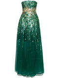 Saiid Kobeisy Embroidered Strapless Dress — Red/ Green — Size XS — Front View