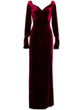 Saiid Kobeisy Velvet Long Fitted Dress — Red — Size S — Front View
