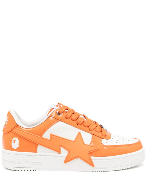 A Bathing Ape?Bape Sta Sneakers — Orange/White — Size US M 3.5 - US W 5 — Front View