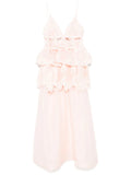 Zimmermann Tiered Lace Maxi Dress — Red/ Pink — Size S — Front View