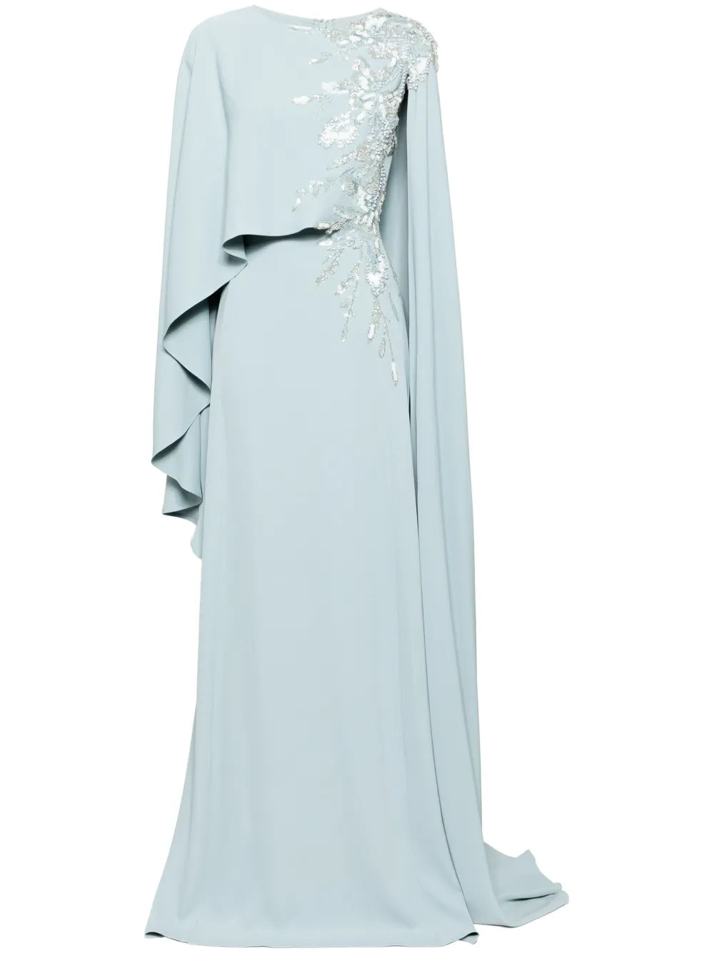 Saiid Kobeisy Embellished Kaftan — Tan/ Blue — Size XS — Front View