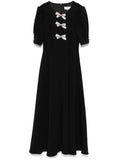 Nissa Bow Applique Maxi Dress — Black/ Red — Size XS — Front View