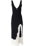 Carolina Herrera Lace Trim Midi Dress — Black — Size XS — Front View
