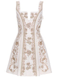 Agua By Agua Bendita All Over Embroidered Dress — White/ Red — Size XS — Front View