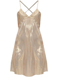 Zadigvoltaire Metallic Effect Mini Dress — Gold — Size XS — Front View