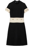 Prada Ring Detail Midi Dress — Black/ Red — Size XS — Front View
