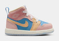 Exclusive Air Jordan 1 Retro Mid Sneaker School Infant Toddler Lifestyle Shoes (Aegean Storm/Hemp/Pink Oxford) — 2C — Front View