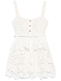 Self Portrait Lace Tiered Mini Dress — White/ Red — Size M — Front View