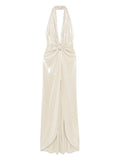 Nissa Cire Maxi Dress — Beige — Size S — Front View