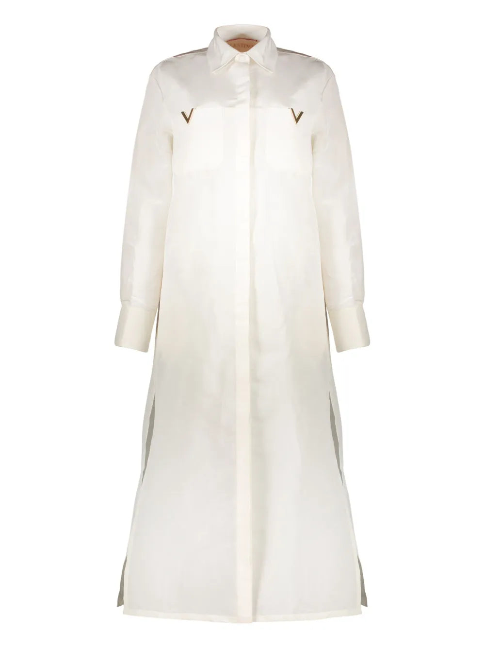 Valentino Garavani Vlogo Signature Shirt Maxi Dress — White — Size XS — Front View
