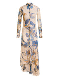 Etro Floral Print Shirt Dress — Beige — Size XS — Front View