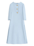 Valentino Garavani Crepe Couture Midi Dress — Blue — Size XS — Front View