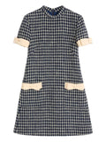 Valentino Garavani Mini Boucle Dress — Blue/ Navy — Size XS — Front View