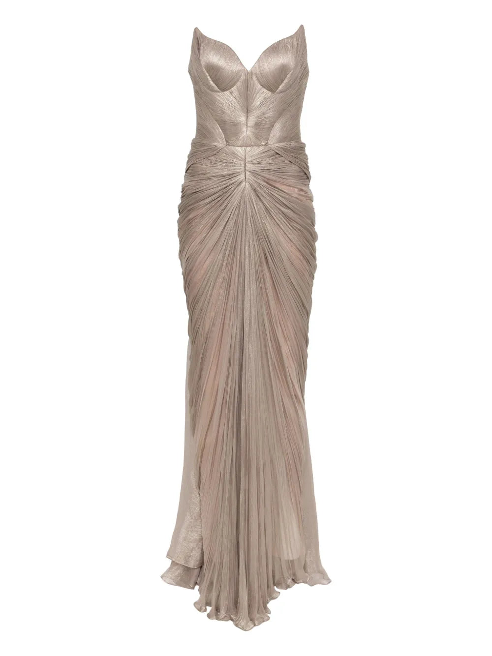Iris Serban Jolie Maxi Dress — Taupe/ Red — Size S — Front View