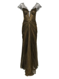 Iris Serban Cindy Maxi Dress — Brown/ Red/ Gold — Size XS — Front View
