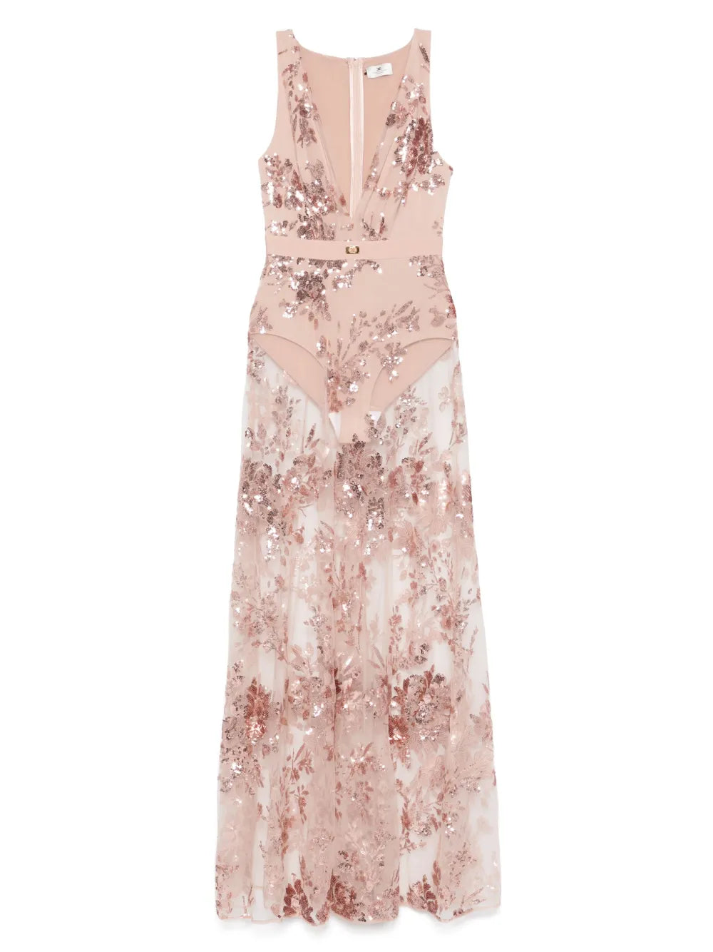 Elisabetta Franchi Sequin Embellished Gown — Pink — Size XS — Front View