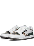 A Bathing Ape?Sk8 Sta #2 Camouflage-Panel Sneakers — White — Size US M 3.5 - US W 5 — Front View