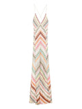 Missoni Zigzag Maxi Dress — Beige — Size XS — Front View