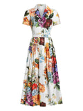 Dolce Gabbana Floral Print Maxi Skirt — White — Size XS — Front View