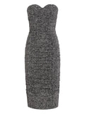 Dolce Gabbana Chevron Strapless Midi Dress — Black/ Red — Size XS — Front View