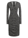 Dolce Gabbana Chevron Gathered Midi Dress — Black/ Red — Size XS — Front View