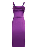 Dolce Gabbana Dna Satin Midi Dress — Purple — Size XS — Front View