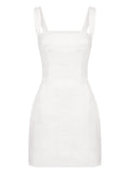Dolce Gabbana Square Neck Mini Dress — White — Size XS — Front View