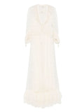Chloe Floral Embroidered Maxi Dress — White/ Red — Size XS — Front View